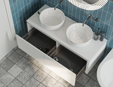 Тумба под умывальник Belux Дубай подвесная 128 с подсветкой, белая матовая