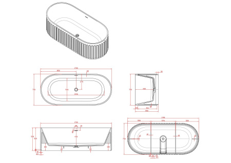 Timo Ванна solid KIARA1680 (1680*740*550)