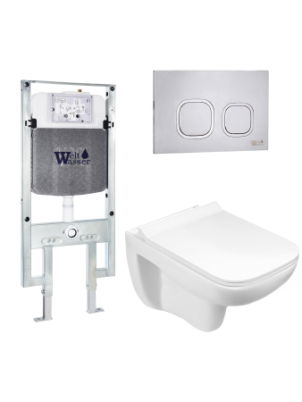 Комплект инсталляции с унитазом Weltwasser AMBERG 497 ST + KEHLBACH 004 GL-WT + AMBERG RD-MT CR