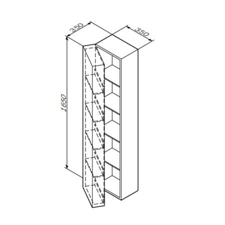 Шкаф-пенал AM.PM Spirit 2.0 M70ACHL0356WG подвесной 35 см, левый, белый глянец