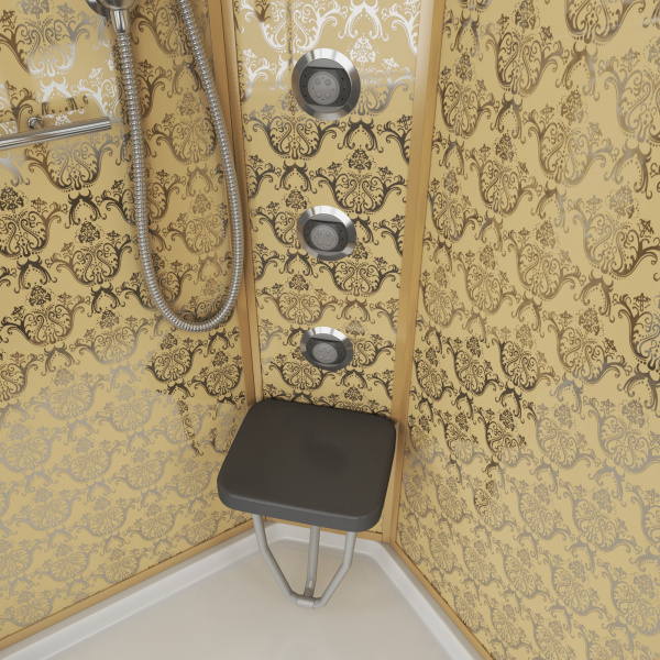 Душевая кабина Niagara Luxe NG-7715G (90x90х215) низкий поддон(15см),дверь раздвижная,стенки золото