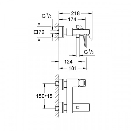 Смеситель для ванны и душа Grohe Eurocube 23140000