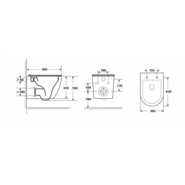 Комплект инсталляции BURKE MOD1 200.00.1 с белой глянцевой кнопкой и подвесной унитаз Cerutti Spa Ticino Aria CT8911