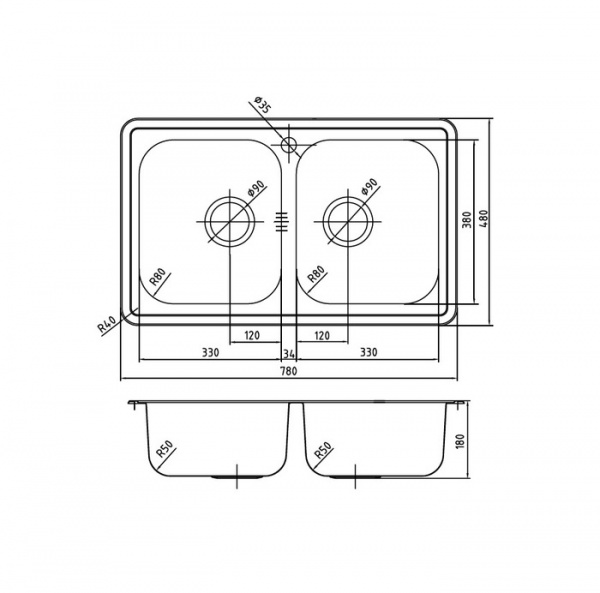 Кухонная мойка IDDIS Strit S STR78P2i77 78х48