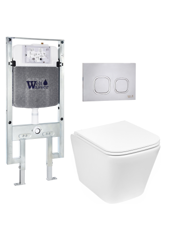 Комплект инсталляции с унитазом Weltwasser AMBERG 497 ST + GELBACH 043 GL-WT + AMBERG RD-MT CR