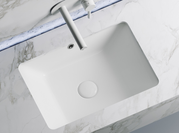 Умывальник прямоугольный встраиваемый под столешницу Ceramicanova Element 550*400*185мм, с крепежом и шаблоном для установки, Белый, CN6045