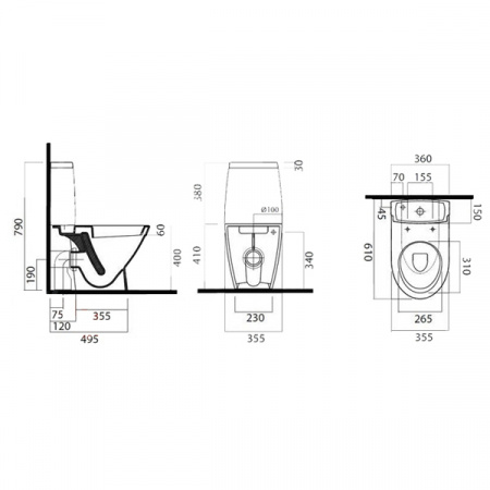 Унитаз напольный VitrA Tres 9730B003-7204 с бачком и сиденьем микролифт