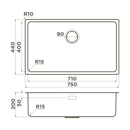 Кухонная мойка Omoikiri Tadzava 75-U/I Ultra 15-IN нерж. сталь/нержавеющая сталь 4997119