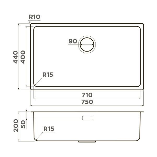 Кухонная мойка Omoikiri Tadzava 75-U/I Ultra 15-IN нерж. сталь/нержавеющая сталь 4997119