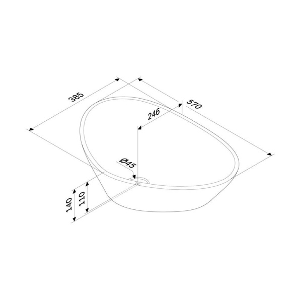 M8FWCC50600WG Func Раковина накладная AM.PM ассиметричная 60 см, цвет белый глянец