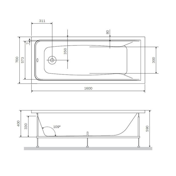 Каркас для ванны AM.PM Gem W90A-160-070W-R 160х70 см