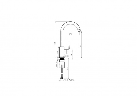 Смеситель для мойки Rubineta Axe-33 (BK) AX30068