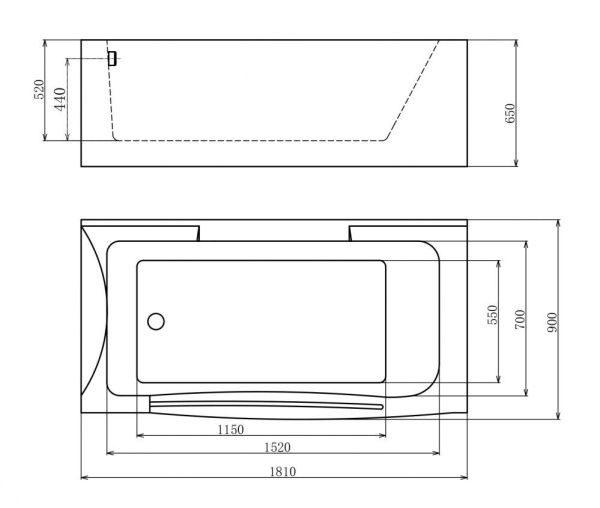 Акриловая ванна Gemy G9055 O L