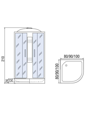 Душевая кабина МОНОМАХ МОНОМАХ 100/24 С МЗ 1000х1000х2100мм