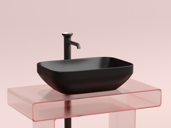 Умывальник чаша накладная прямоугольная Ceramicanova Element 500*359*145мм, черный матовый, CN6055MB