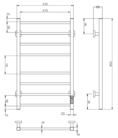 Полотенцесушитель электрический ROXEN Square 11050-5385B 530*850