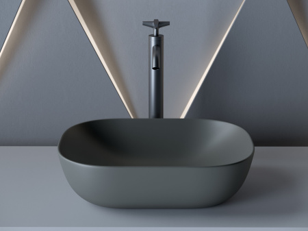 Умывальник чаша накладная прямоугольная Ceramicanova Element 455*325*135мм, Темный антрацит матовый, CN6009MDH
