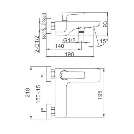 Смеситель для ванны WONZON & WOGHAND Shark, Хром (WW-483101-CR)