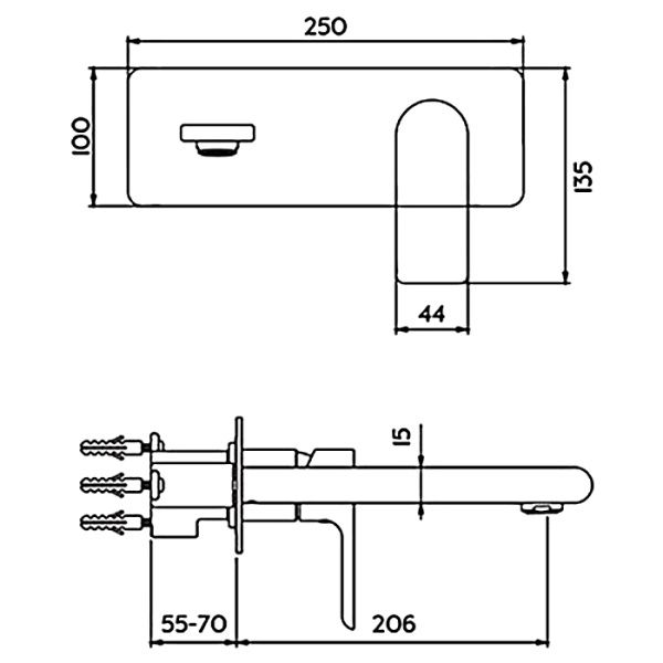 Настенный смеситель для раковины Gappo G1099-21
