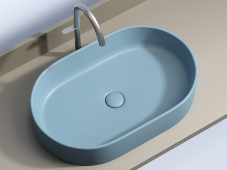 Умывальник чаша накладная овальная Ceramicanova Element 608*385*122мм, Голубой матовый, CN6048ML