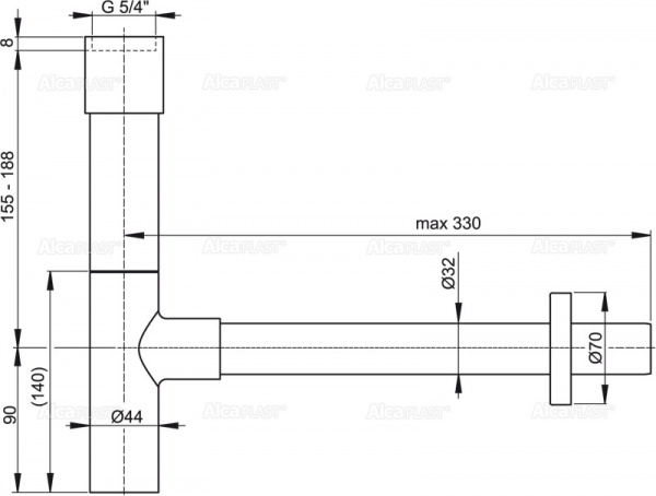 Сифон для умывальника AlcaPlast A402