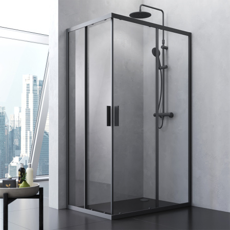 W93G-404-120280-BT Gem S Twin Slide Душевое ограждение AM.PM 120x80, профиль черный мат