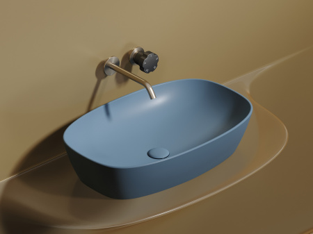 Умывальник чаша накладная овальная Ceramicanova Element 600*380*138мм, Голубой матовый, CN6049ML