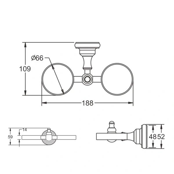 Стакан двойной для ванной комнаты Rose RG1122, хром