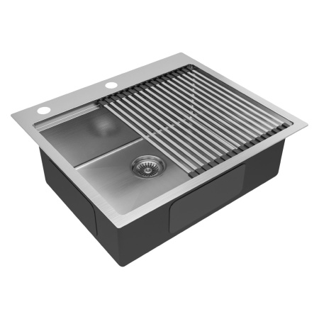 Мойка Paulmark KRONER-PRO 59 + ролл-мат PRO PM705951-BS+R405-BS 510х590х200 мм, нержавеющая сталь, нержавеющая сталь