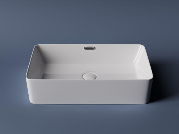 Умывальник чаша накладная прямоугольная со сливом переливом Ceramicanova Element 600*380*140мм, Белый, CN5025