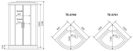 Душевая кабина Timo eco TE-0709 90x90x215