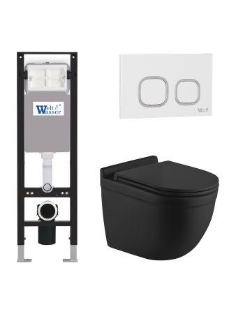 Комплект инсталляции с унитазом Weltwasser AMBERG 350 + HEIMBACH 043 MT-BL + AMBERG RD-WT