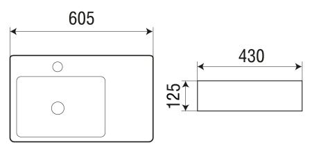 Раковина накладная WeltWasser WW ELBACH 2223 L 605х430х125