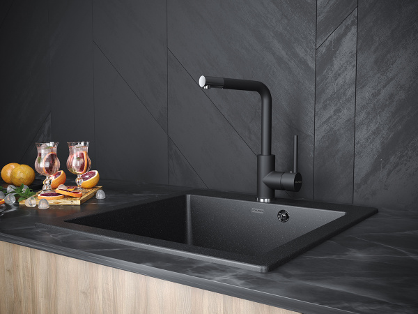 Смеситель для кухни Paulmark HONNER Ho212018-401TB, антрацит полностью