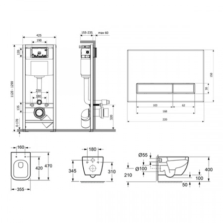 Комплект инсталляции и унитаза 10 в 1 Lavinia Boho Relfix One Compacto 98010122