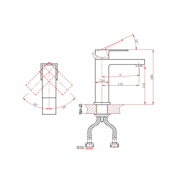 Смеситель для раковины D&K Bayern.Liszt DA1512101, хром