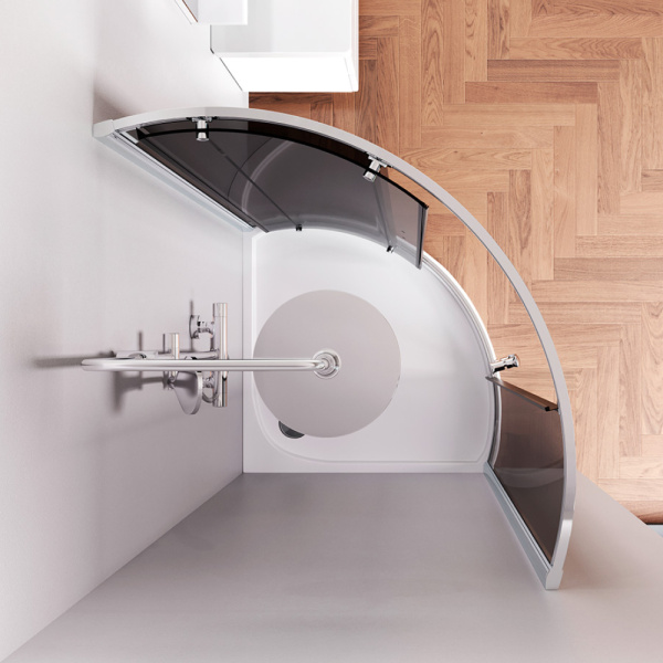 W83G-315-090CG64 Like Solo Slide Душевое ограждение AM.PM 90x90, стекло тонированное, профиль матовый серый