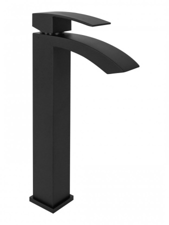 Cмеситель для раковины Высокий Hansberge H2077 Черный матовый