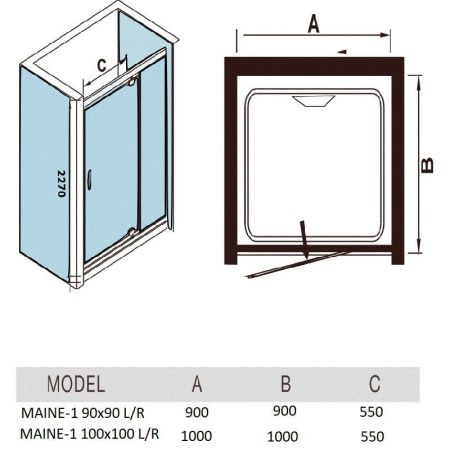 Душевая кабина WeltWasser MAINE-1 L 90x90