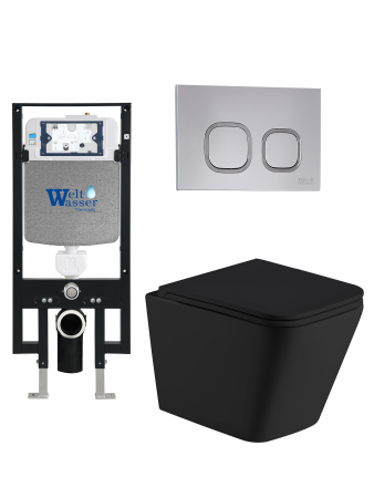 Комплект инсталляции с унитазом Weltwasser AMBERG 497 + GELBACH 043 MT-BL + AMBERG RD-CR