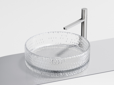 Умывальник чаша накладная круглая Ceramicanova Cristal 360*360*112мм, прозрачная, CN6062