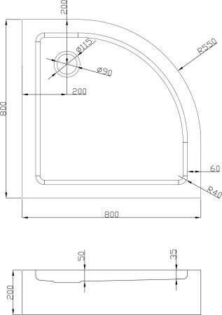 Душевой поддон Roxen Santi 54020-80 (80*80)