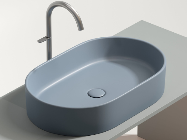 Умывальник чаша накладная овальная Ceramicanova Element 608*385*122мм, Серо-голубой матовый, CN6048MHL