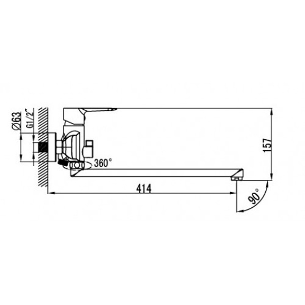 Смеситель для ванны Kaiser Sena 74155 Chrome