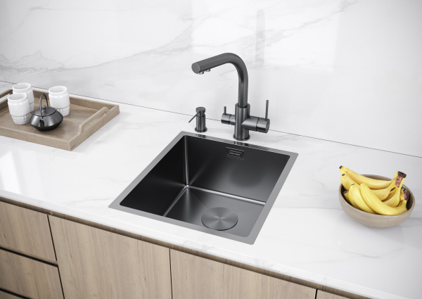 Мойка Paulmark NEXT 38 UNI PM213844-GM 440х380х200 мм, нержавеющая сталь, воронёная сталь