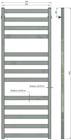 Полотенцесушитель водяной Stinox Verona Luxe 500x1400, нижнее подключение, хром, 1/2" ВР (внутренняя резьба), 13 перекладин