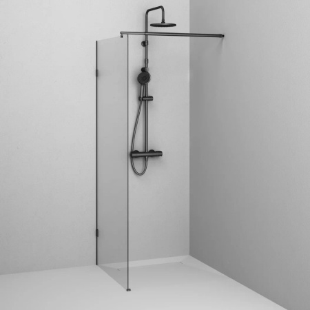 W94WI-80-F1-BTE Душевая перегородка AM.PM X-Joy 80x195, стекло прозр. 6 мм + покрытие, фурнитура черный