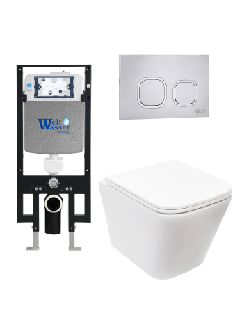 Комплект инсталляции с унитазом Weltwasser AMBERG 497 + GELBACH 043 MT-WT + AMBERG RD-MT CR