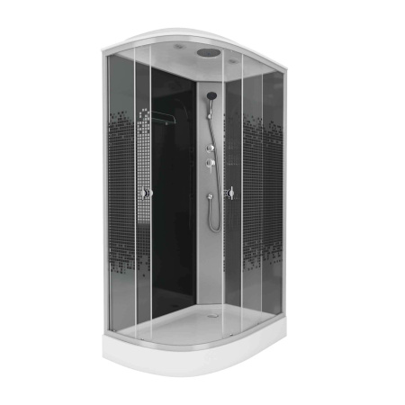 Душевая кабина Niagara Eco NG-4512-14R BLACK (120х80х215) низкий поддон(13см),стекло мозаика,3 места