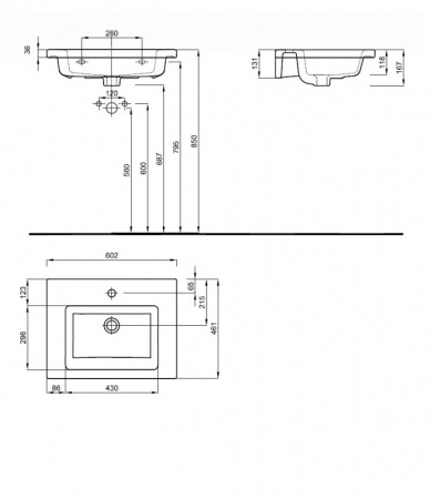 Раковина для ванной Kolo Twins Reflex L51960900 60 с тонким бортом